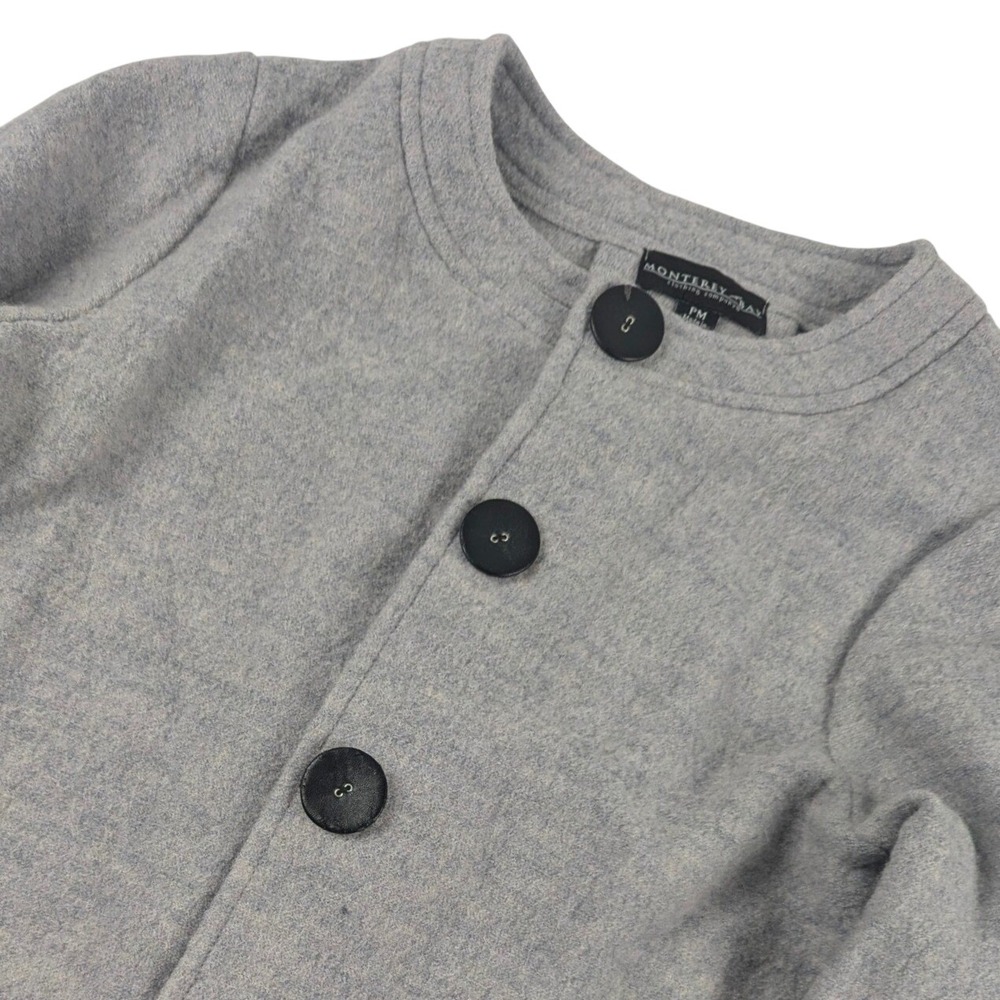 Monterey Bay Boiled Wool Cardigan Sweater Blue Grey Petite Medium M10291